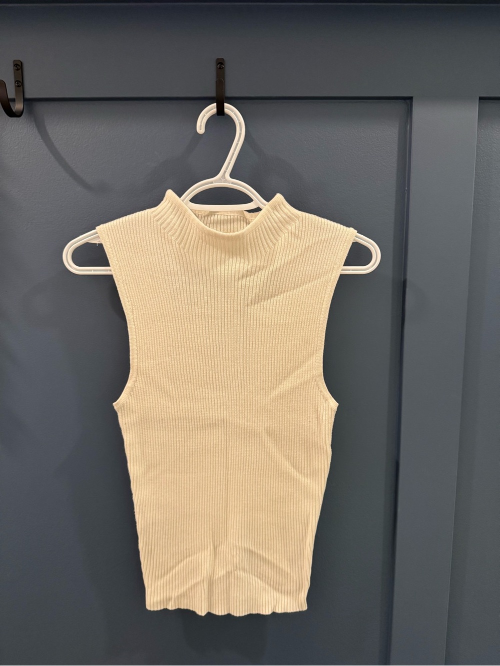 By Together Ribbed Mock Neck Sleeveless Top - Cream